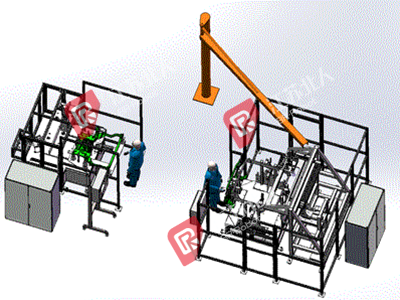 Assembly line of front subframe of automobile chassis Assembly line of front subframe of automobile chassis
